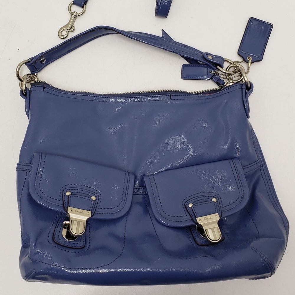 coach purple leather shoulder bag purse
